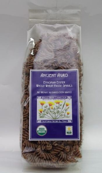Ancient Agro Ethiopian Emmer Whole Wheat Spirals 16 Oz